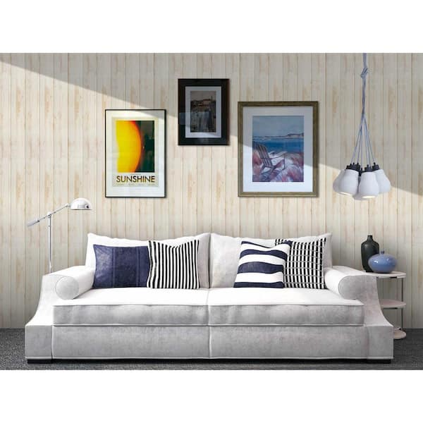 Falkirk Jura II 1/3 in. 28 in. x 28 in. Peel and Stick Beige Faux Planks PE Foam Decorative Wall Paneling