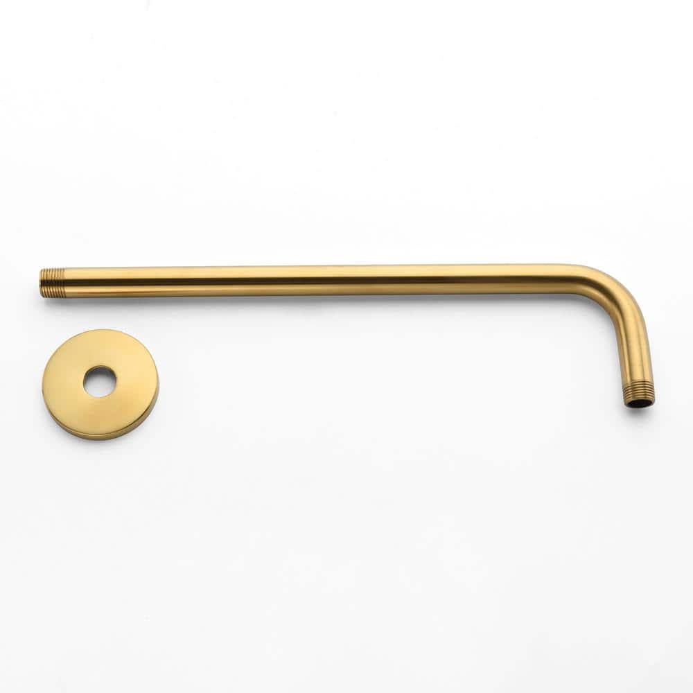 Brushed Gold 16" Brass Wall-Mounted Shower Arm