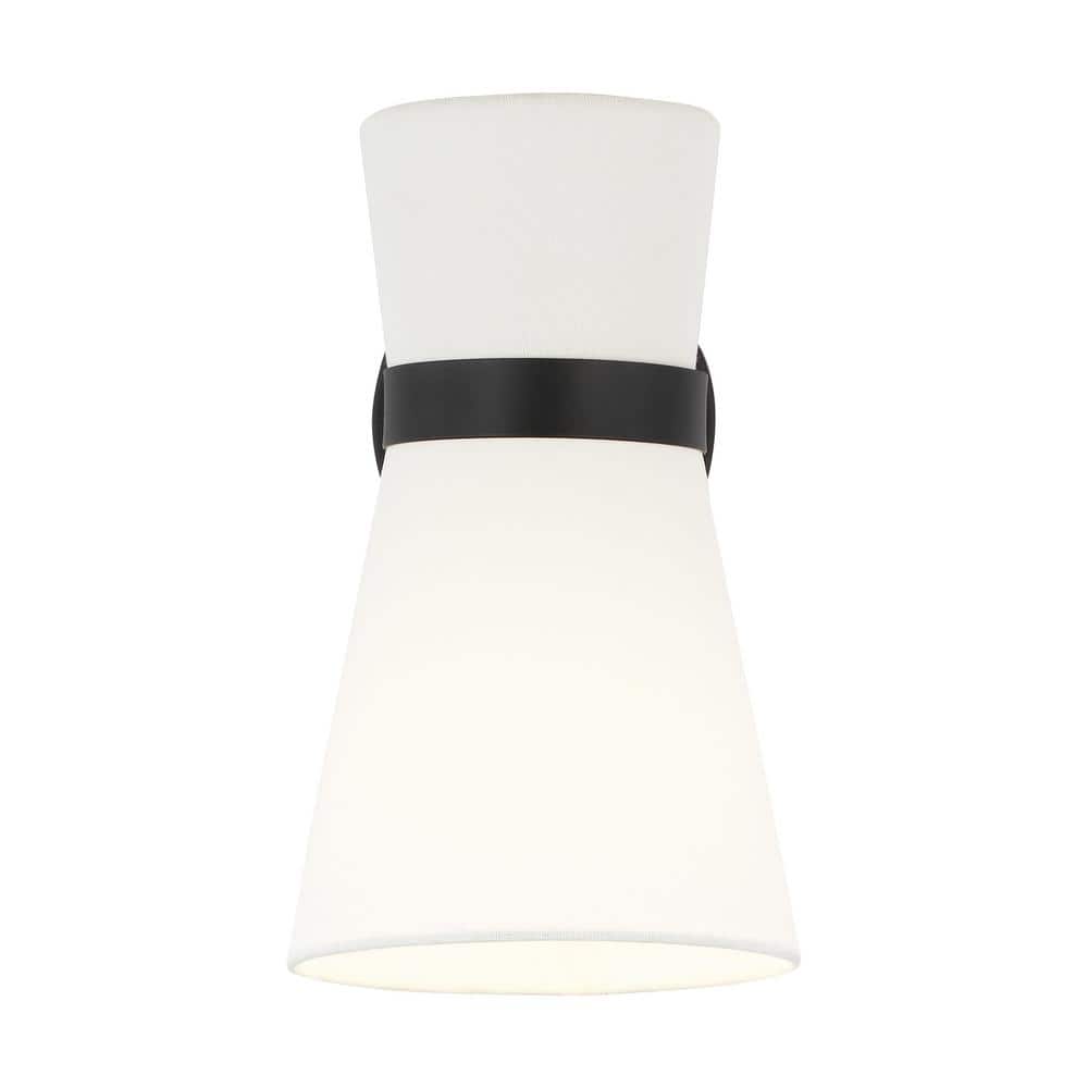 Clark 7 in. 1-Light Midnight Black Wall Sconce With White Linen Shade and LED Light Bulb price history on PriceWatchPro