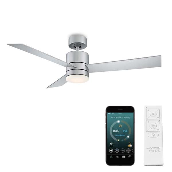 Modern Forms Axis 52 in. Smart Indoor/Outdoor 3-Blade Ceiling Fan Titanium Silver with 3000K LED and Remote Control