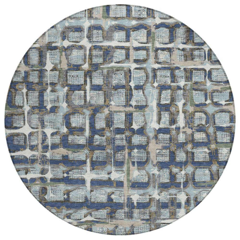 Chantille Machine Washable Indoor/Outdoor Abstract ACN2762 Spa 8 ft. x 8 ft. Round Rug price history on PriceWatchPro