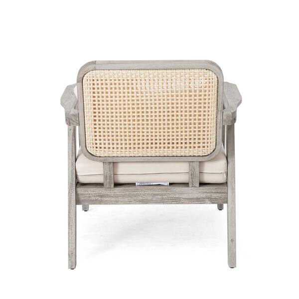 Misopily Gray Acacia Wood Outdoor Lounge Chair with Double