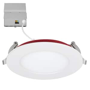 4 in. 2-Hour Fire Rated Slim Recessed LED Downlight, Canless IC Rated, 800 Lumens, 5 CCT Color Selectable 2700K-5000K