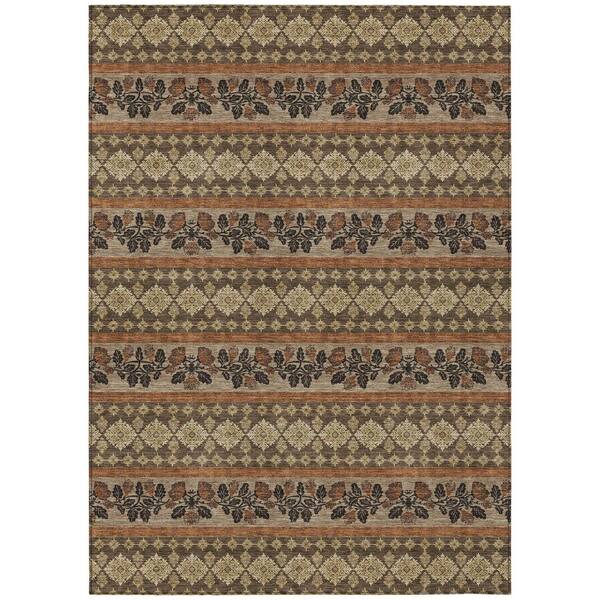 Chantille Machine Washable Indoor/Outdoor Abstract ACN2465 Chocolate 3 ft. x 5 ft. Area Rug