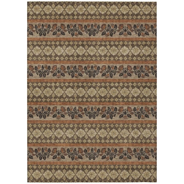 Chantille Machine Washable Indoor/Outdoor Abstract ACN2465 Chocolate 9 ft. x 12 ft. Area Rug