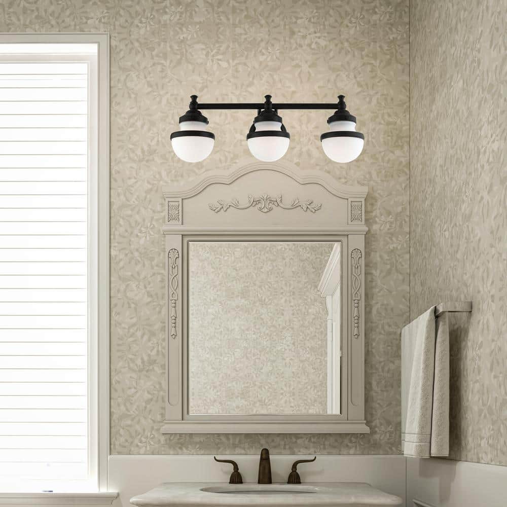 Oldwick Sleek 3-Light Vanity Sconce with Satin Opal White Glass