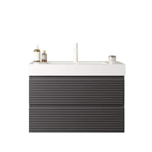 30 in. W x 20 in. D x 23 in. H Single Sink Wall-Mounted Bath Vanity in Grey with White Acrylic Top