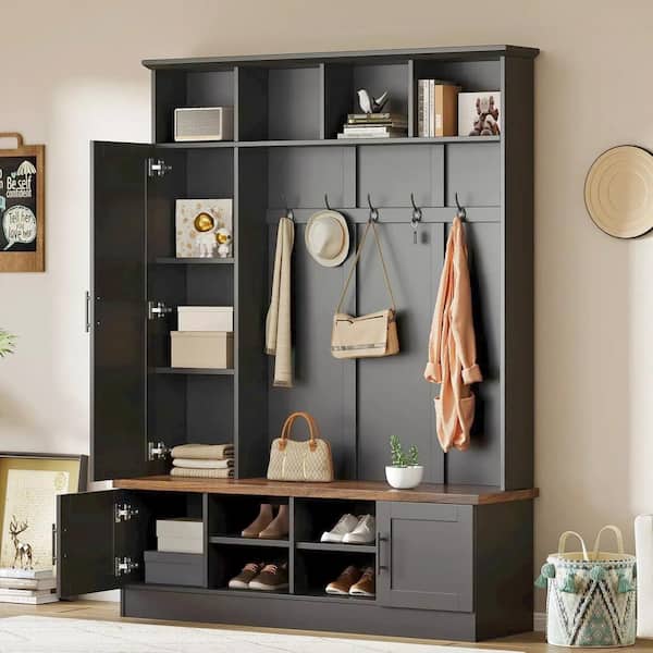 Black entryway bench farmhouse discount