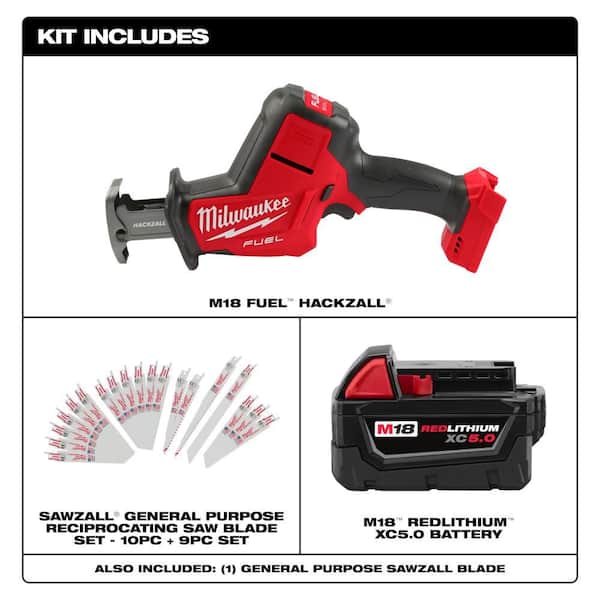 Milwaukee M18 FUEL 18V Brushless HACKZALL Recip Saw w/5.0Ah