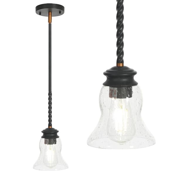 TRIBESIGNS WAY TO ORIGIN Crystal 1-Light Matte Black Pendant with Clear Glass Shade