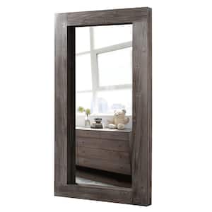 31 in. W x 71 in. H Farmhouse Large Distressed Leaning Rectangle Full Length Mirror in Charcoal Framed