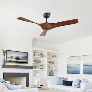 52 in. Indoor DC Ceiling Fan without Lights, Walnut Bronze Ceiling fan with Remote