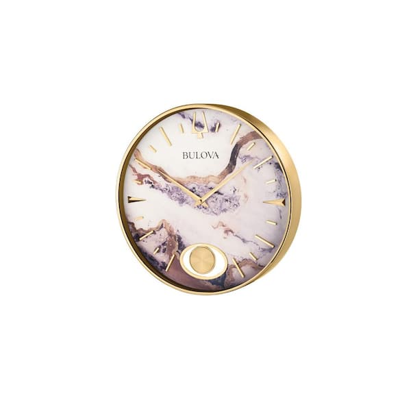 Bulova 16 in. H x 16 in. W Polished Gold Tone Round Wall Clock