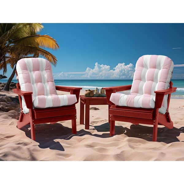 Unbranded 50 in. x 20 in. 2-Piece Polyester Outdoor Adirondack Chair Cushion in Pink and White