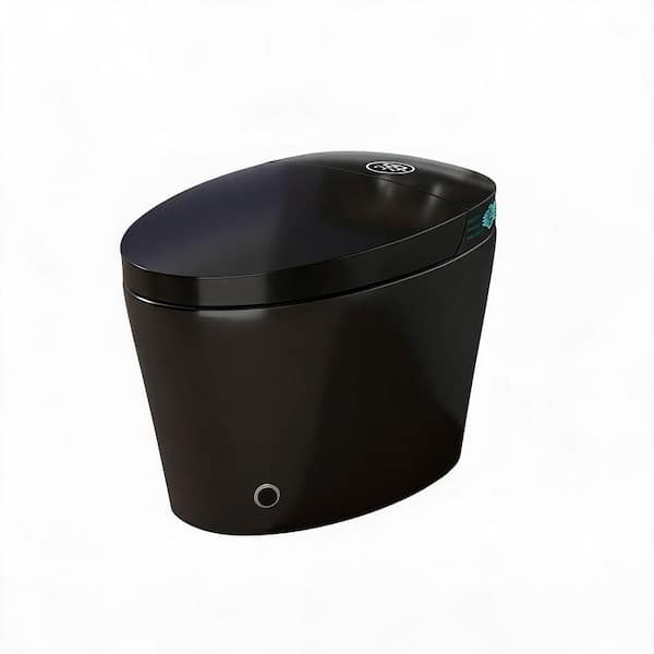 Elongated Smart Bidet Toilet 1.28 GPF in Black with Heated Seat, Auto Flush, Foot Sensor, Night Light, Warm Air Dryer