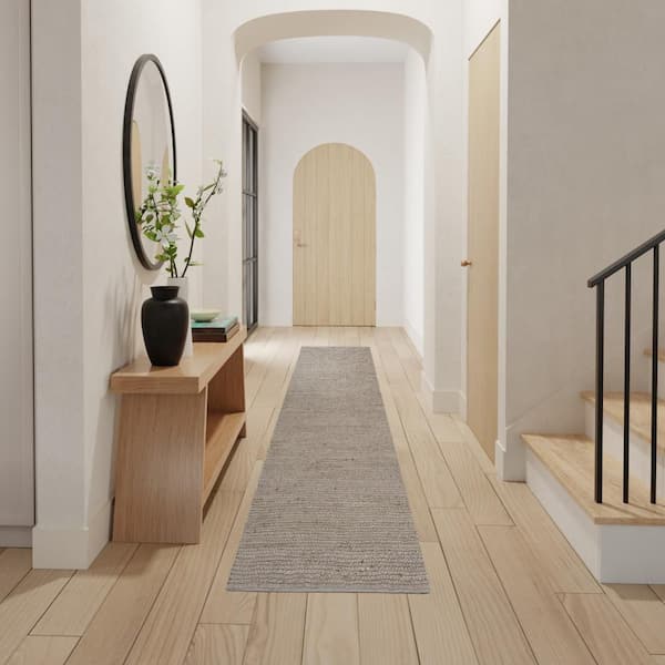 Natural Jute Grey 2 ft. x 6 ft. All-Over Design Contemporary Runner Area Rug