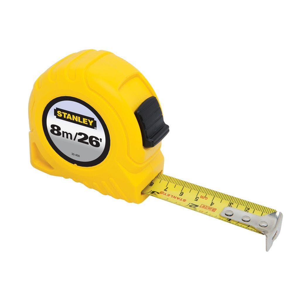 Stanley 8m/26 ft. x in. Tape Measure (Metric/English Scale) 30-456 The  Home Depot