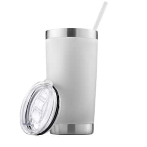 20 oz. Stainless Steel Insulated Tumbler with Lid and Straw - White