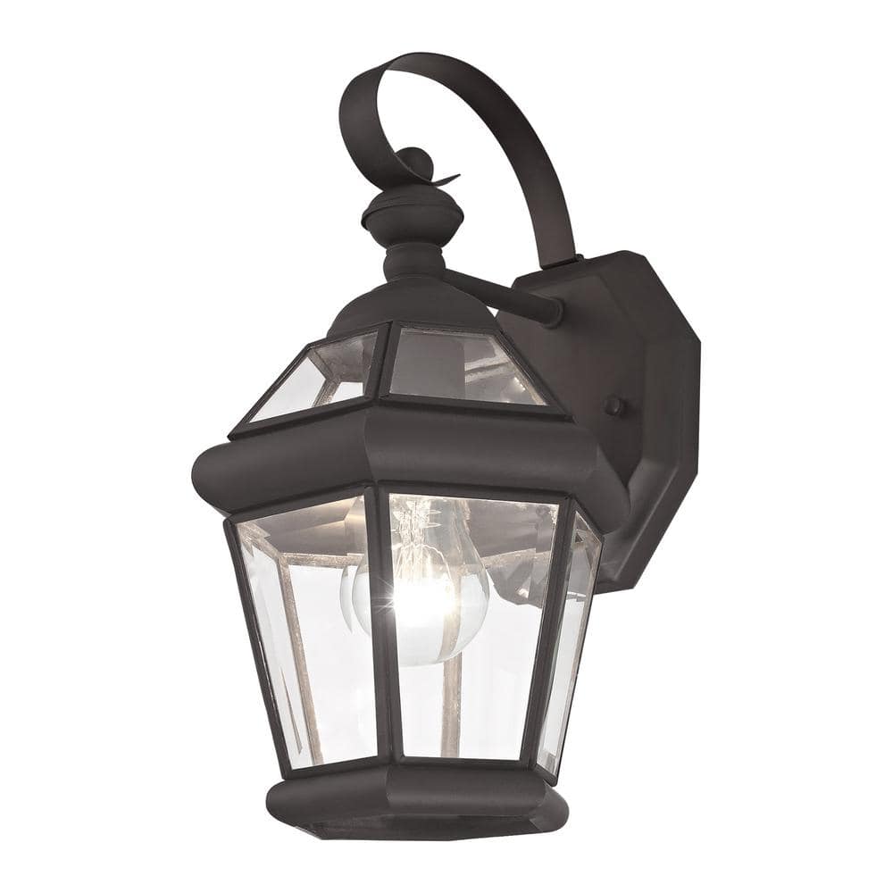 Georgetown Classic Bronze Lantern Wall Light with Clear Glass