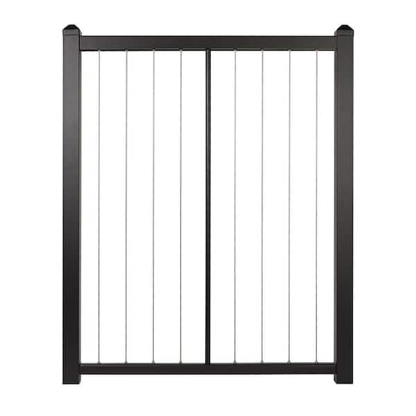 FORTRESS Fe26 Vertical Cable Rail 34.5-in x 34.5-in Black Sand Railing Gate