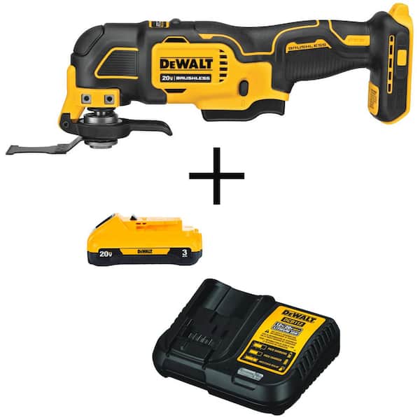 DEWALT ATOMIC 20V MAX Cordless Brushless Oscillating Multi Tool and (1) 20V 3.0Ah Battery and Charger