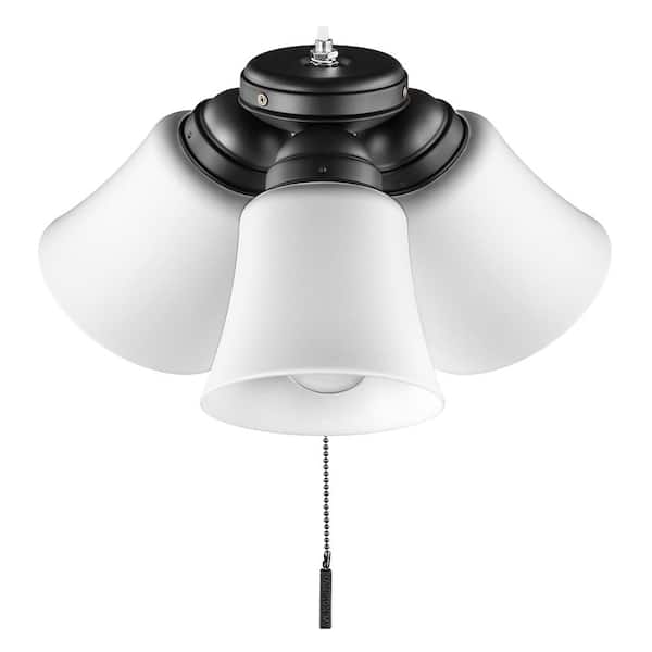 Hampton Bay Williamson 11 in. 3-Light Matte Black Universal Indoor LED Ceiling Fan Shades Light Kit 37300