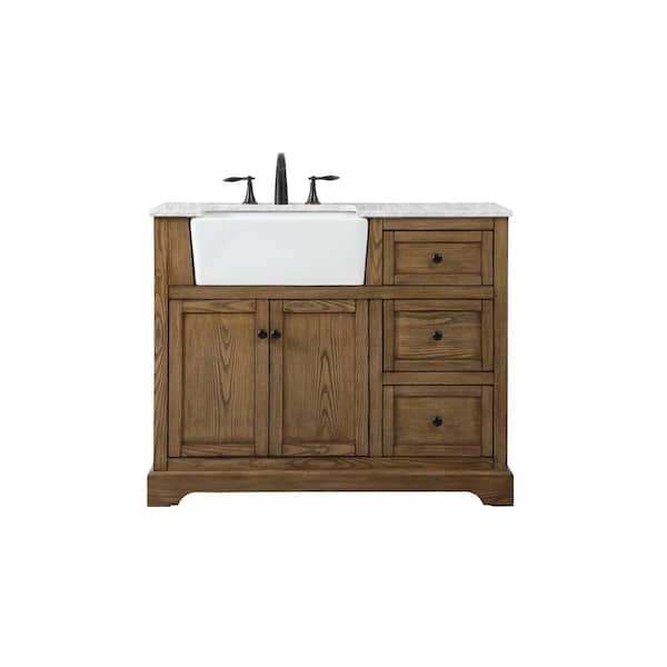 Unbranded Simply Living 42 in. W x 22 in. D x 34.75 in. H Bath Vanity in Driftwood with Carrara White Marble Top
