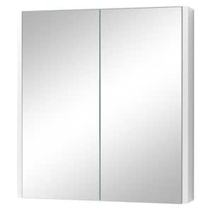 2-Door 24.5 in. W x 25.5 in. H Rectangular White MDF Surface Mount Medicine Cabinet with Mirror