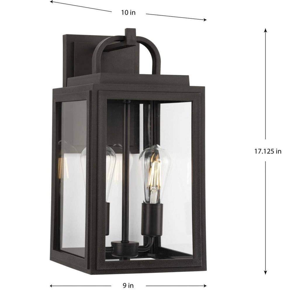 Antique Bronze Outdoor Lantern with Clear Glass Panels