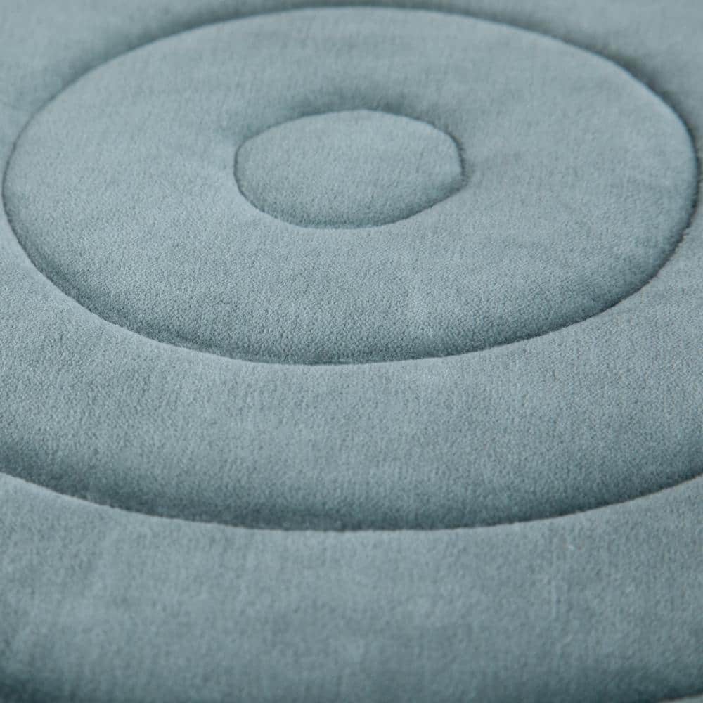 Vivienne Turquoise Velvet Round Pouf Ottoman