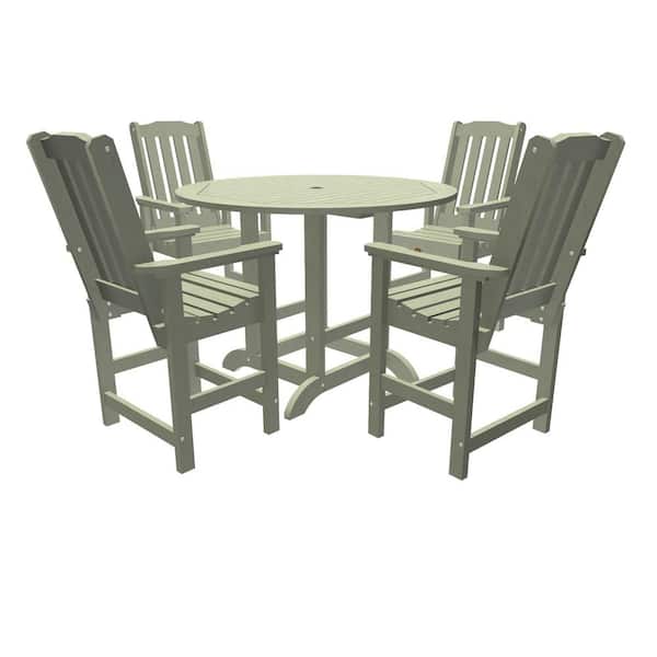 Highwood Springville Eucalyptus Counter Height Plastic Outdoor Dining Set in Eucalyptus Set of 4