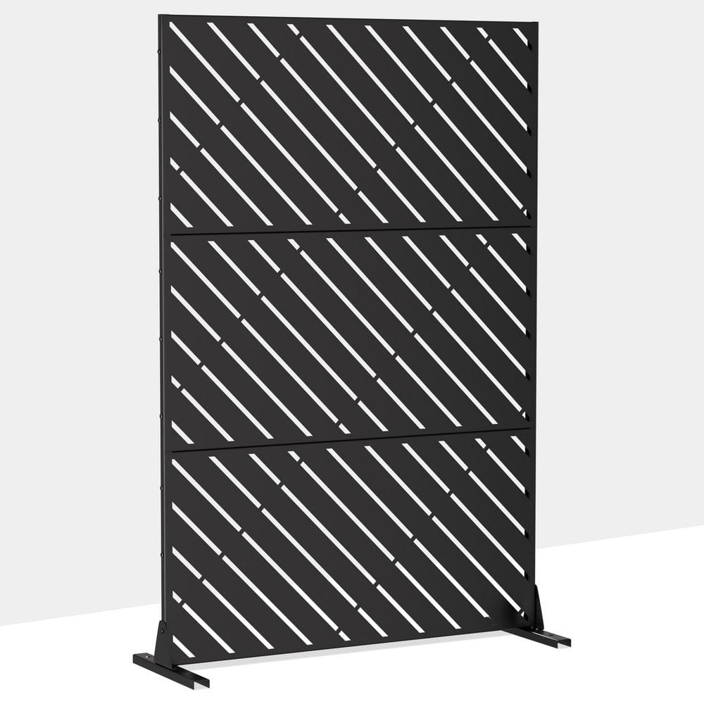 Outdoor Privacy Fence 47 in. L x 16 in. W x 72 in. H Black Galvanized Steel Garden Privacy Screen price history on PriceWatchPro
