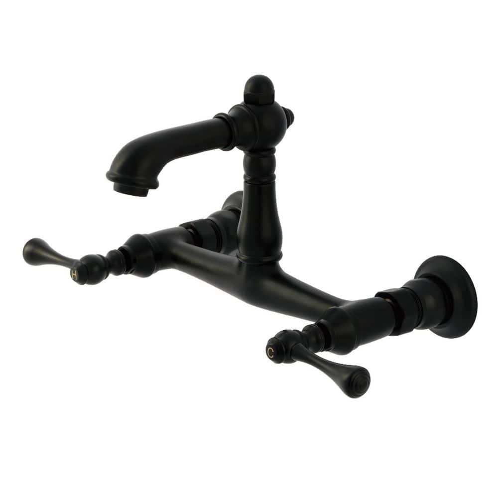 English Country Double Handle Wall Mount Bathroom Faucet in Matte Black price history on PriceWatchPro
