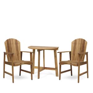 Oso Natural Stained 3-Piece Wood Half-Round 30 in. Outdoor Bistro Set