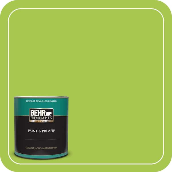BEHR PREMIUM PLUS 1 qt. #420B-5 Sweet Midori Semi-Gloss Enamel Exterior Paint & Primer