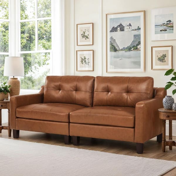 OrangeOne Hasa 82 Mid-Century Modern Square Arm Genuine