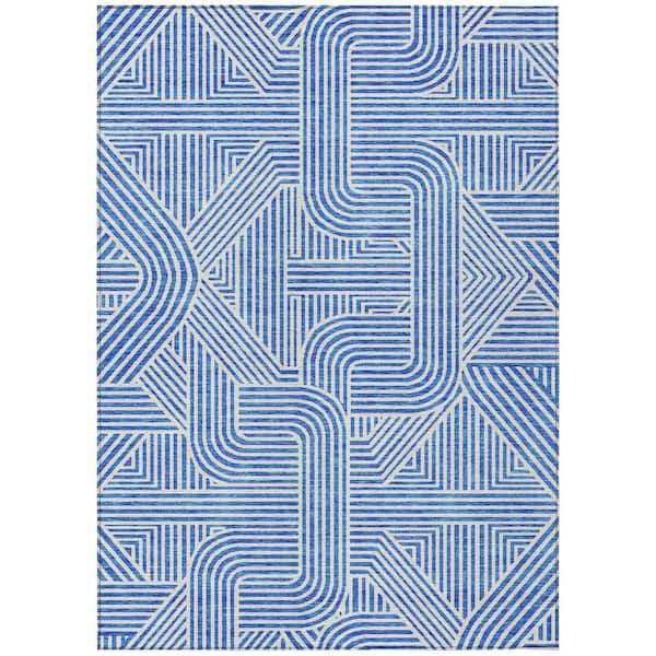 Chantille Machine Washable Indoor/Outdoor Abstract ACN917 Blue 9 ft. x 12 ft. Area Rug