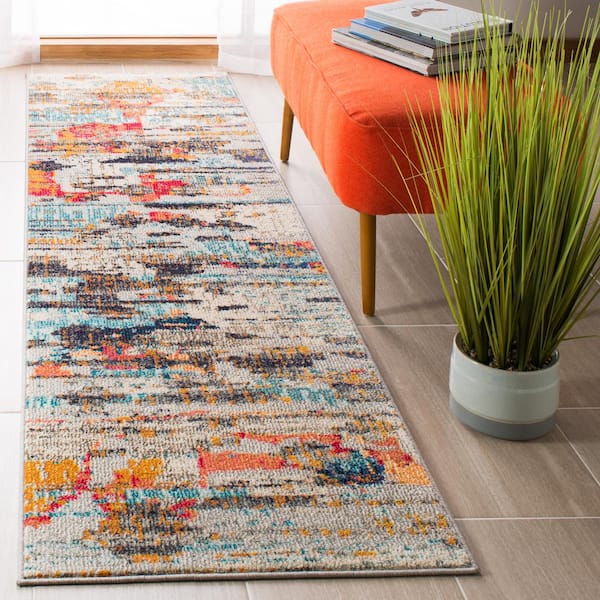 Madison Ivory/Multi 2 ft. x 8 ft. Abstract Striped Runner Rug