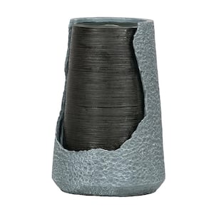 26 in. Outdoor Modern Chic Polyresin Urn Water Fountain with Light for Garden