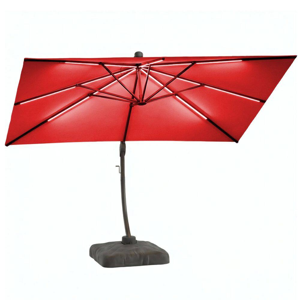 11 ft. Cantilever Patio Umbrella with Base and Solar LED Lights, Aluminum Offset 360° Rotation, Red price history on PriceWatchPro
