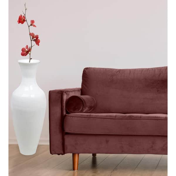 Modern Tall Bamboo Floor Vase, Fill Up with Dried Branches or Flowers, Glossy White
