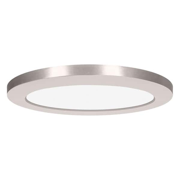 Access Lighting ModPLUS 12-Watt 7 in. Round Brushed Steel Integrated LED Flush Mount