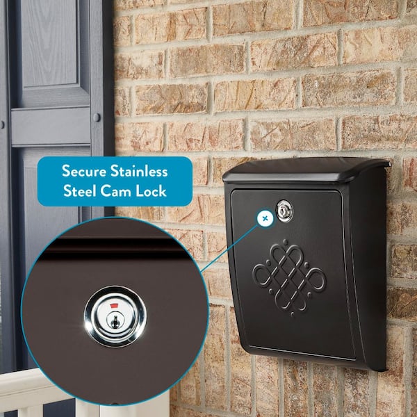 Bordeaux Rubbed Bronze, Medium, Steel, Locking, Wall Mount Mailbox