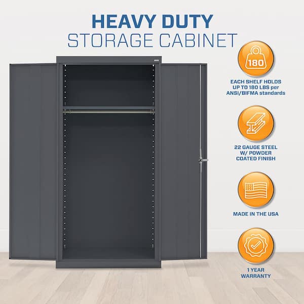 Classic Series Combination Storage Cabinet with Adjustable Shelves in Charcoal (36 in. W x 72 in. H x 24 in. D)