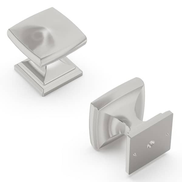 HICKORY HARDWARE Dover 1-1/4 in. Square Satin Nickel Cabinet Knob (10-Pack)