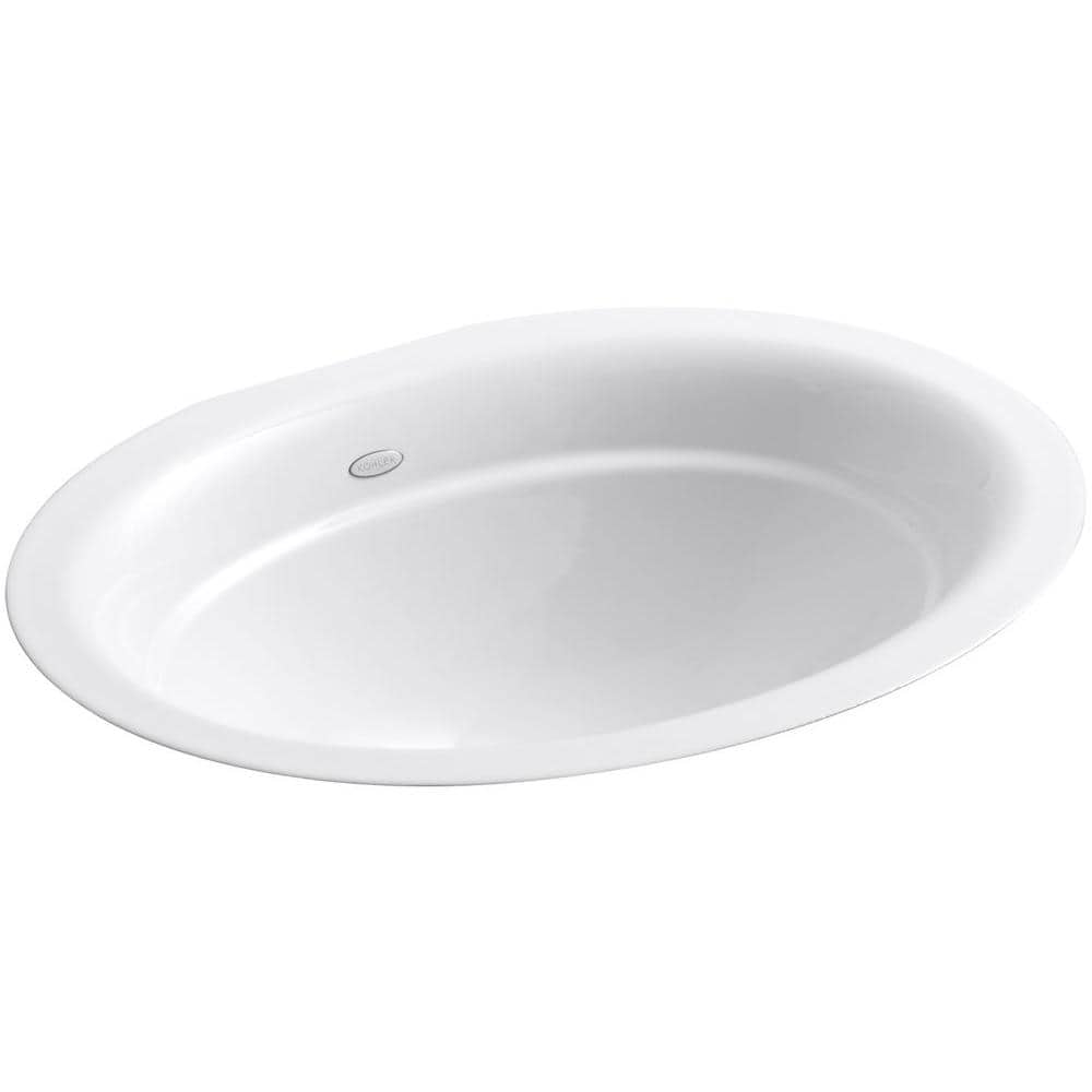 Serif White Cast Iron Oval Undermount Bathroom Sink