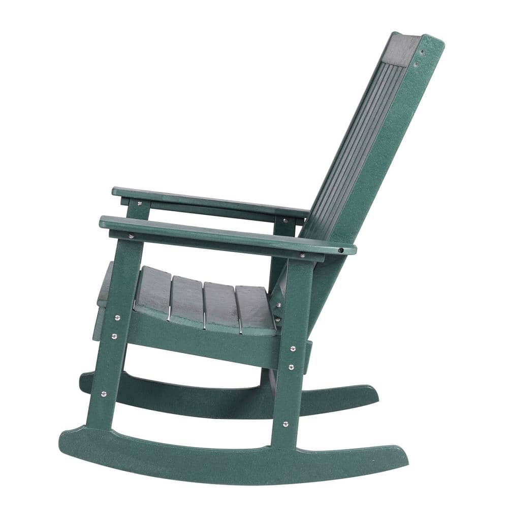Hunter Green Tek-Wood Adirondack Rocking Chair with Arms