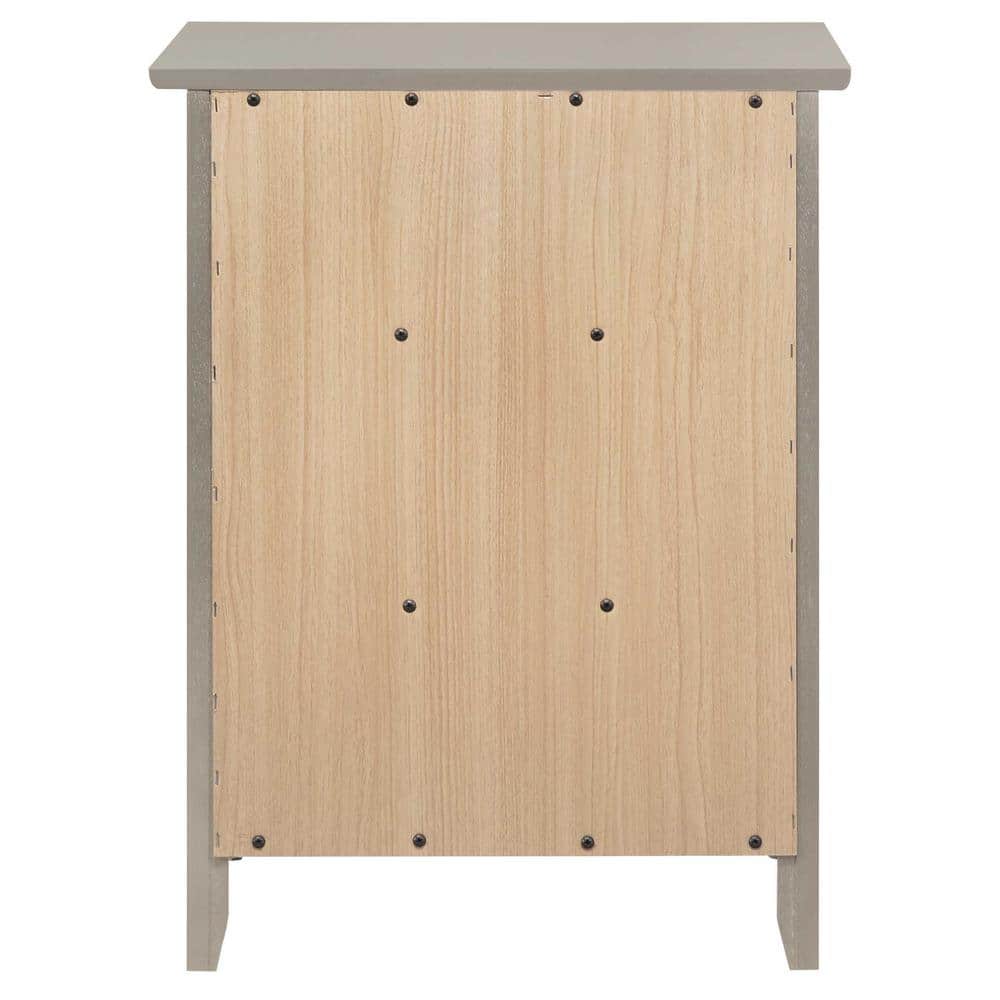 Modern Minimalist Silver Champagne 3-Drawer Nightstand