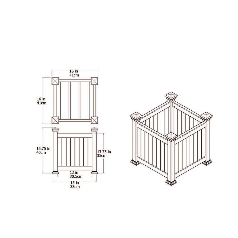 White Vinyl 16" Classic Outdoor Planter Box
