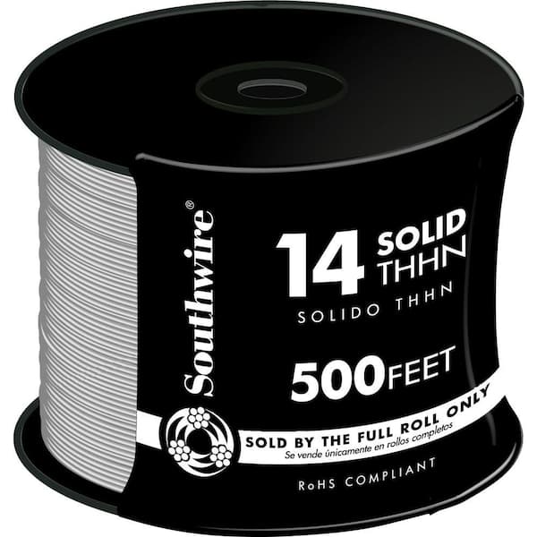 Southwire 500 ft. 14-Gauge White Solid CU THHN Wire